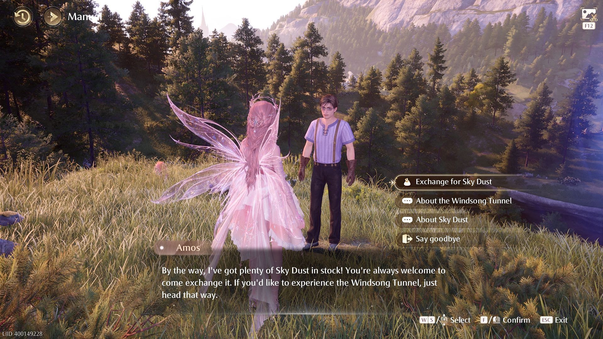 Choose the first option when talking to Amos (Image via Sportskeeda gaming/Infold Games)